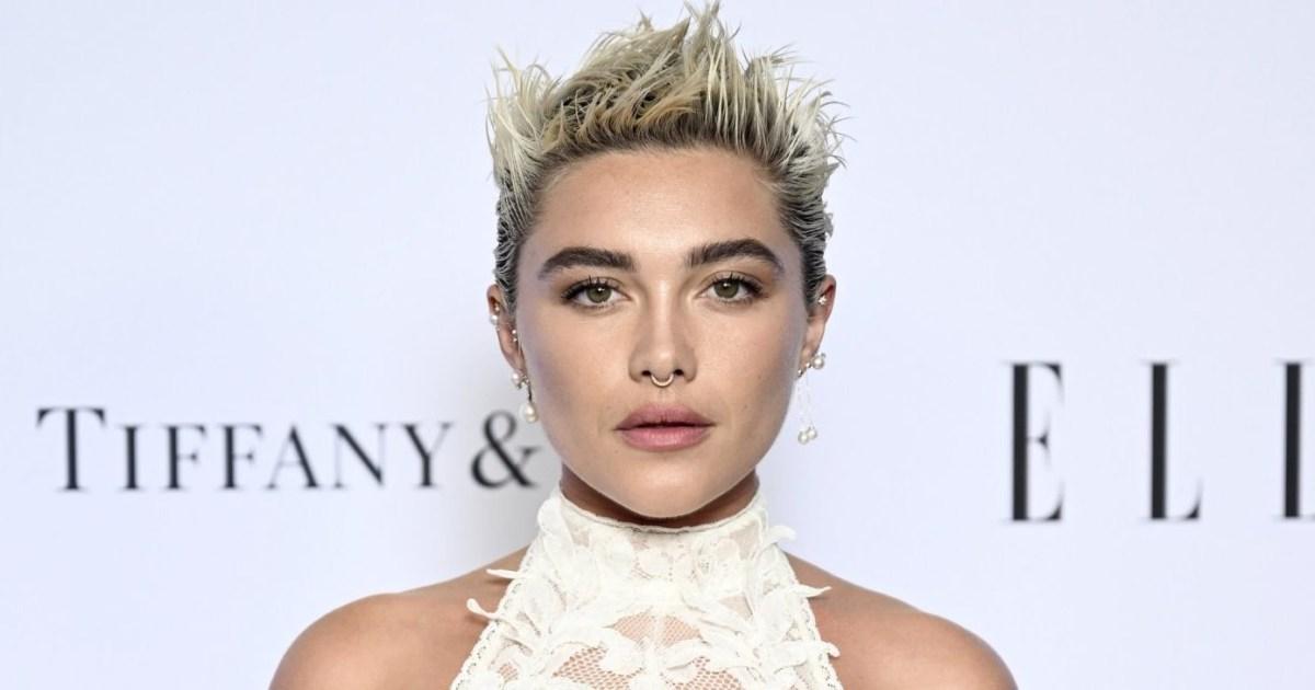 Florence Pugh a spiky-haired goddess in see-through dress at ELLE Style ...